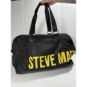 Steve Madden Quilted Black Duffel Weekend Gym Bag With Strap, Handle, Zipper